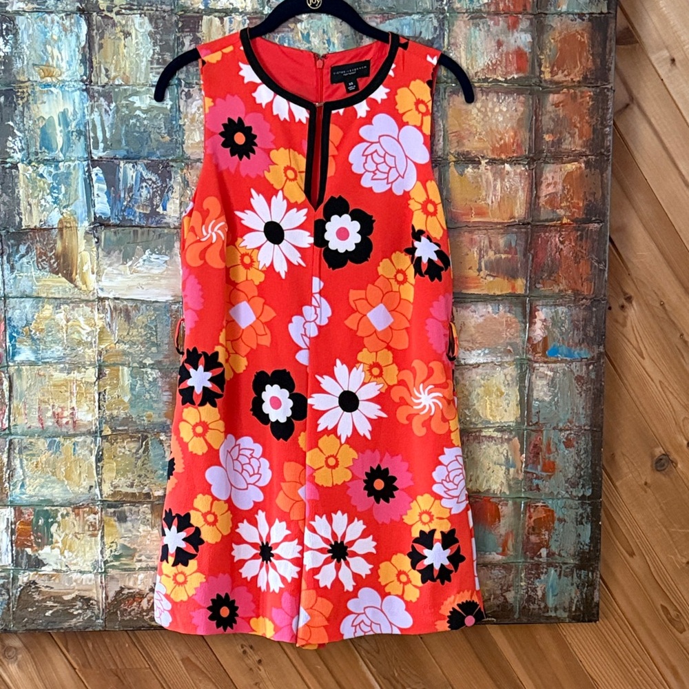 Victoria Beckham Bright Red Floral Shorts Romper